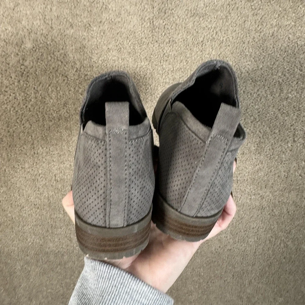 Dr‎ Scholls Shoes Womens Size 6 Gray Perforated Ankle Booties Slip On Comfort